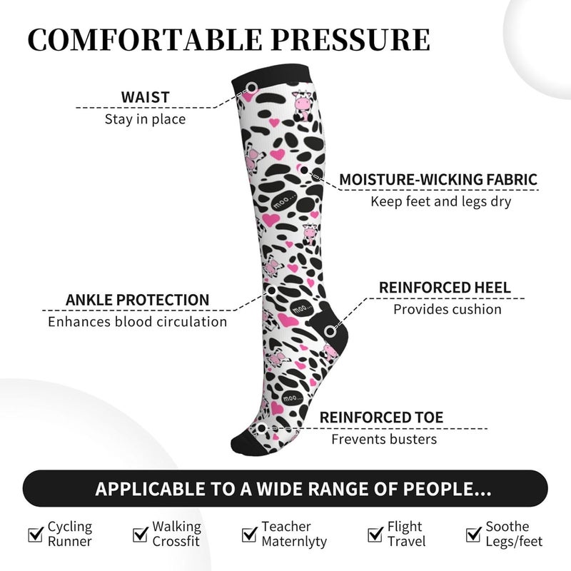 Figtihw Tie Dye Compression Socks Knee High Support Socks For Women Men Running Athletic Hiking - Image 5